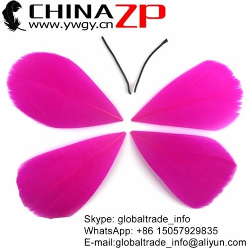 CHINAZP Factory 100pcs/lot Size 3~7cm Exporting Good Quality Hot Pink Hand Trimmed Goose Feathers for Dancing Party Decor