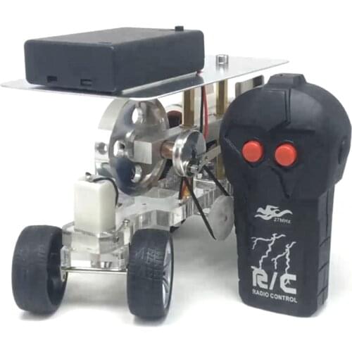 Stirling Engine DIY Model Car Vehicle Science Experiment Teaching Aids Gift For Children Toys - Remote Control Steering Version