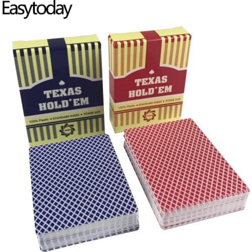 Easytoday 2Pcs/Set PVC Poker Card Set Texas Waterproof Frosted Poker Cards Plastic Playing Cards Small Print Table Games