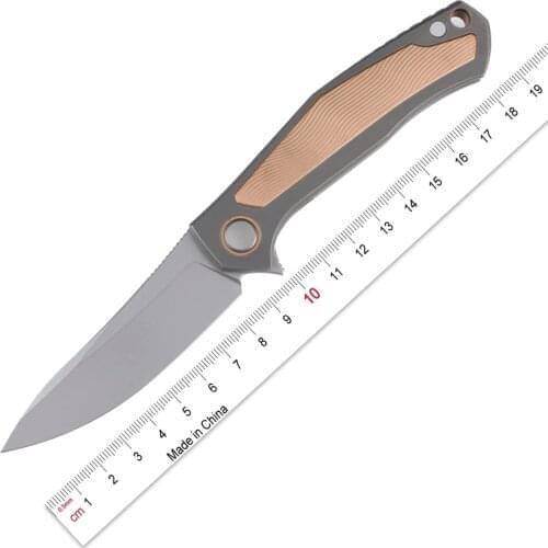 GREEN THORN poker D2 Steel Flipper Folding Knife Titanium Handle Outdoor Camping Hunting Pocket Fruit Kitchen Tool EDC Tools