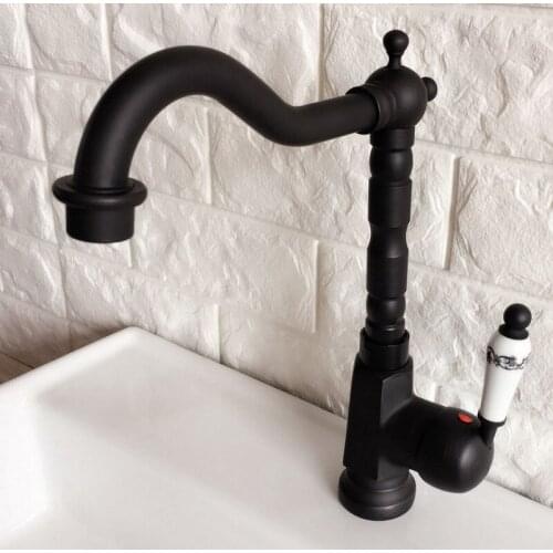 Black Oil Rubbed Brass Swivel Spout Single Ceramic handle Lever Kitchen Bar Bathroom Vessel Sink Basin Faucet Mixer Tap anf355