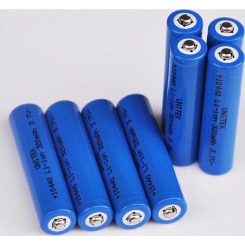 8PCS 3.7V 10440 Rechargeable lithium ion battery ICR10440 320mah AAA size li-ion cell for LED flashlight torch toys