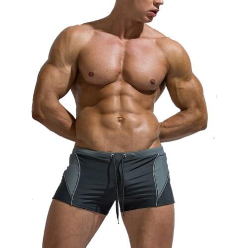 Men Swimming Trunks High Quality Splicingl Short Swimsuit Quick Dry Elasticity Chlorine Resistant