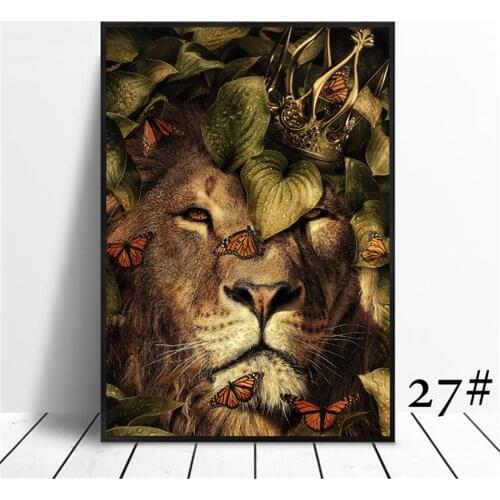 Animal Flower Lion Tiger Elephant Elk Orangutan DIY 11CT Cross Stitch Embroidery Kits Needlework Craft Set Design