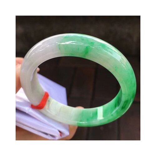 Natural Burmese Jadeite Light Green Two-tone 54-64mm Bracelet Elegant Princess Jewelry For Mom For Girlfriend