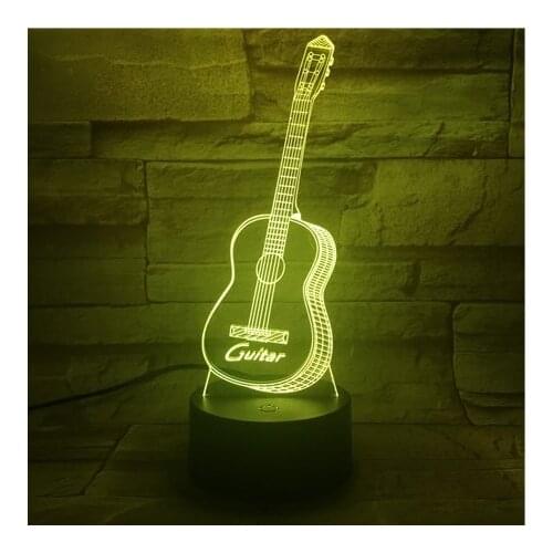 3D Illusion Illusion Night Lights LED Guitar 3D Desk Lamp Music Club Member Gift Nightlight With Stylish Crack Base 16 Colors