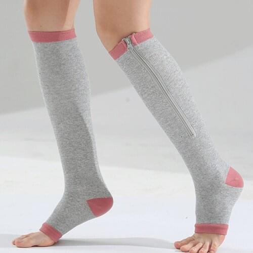 Women Burn Fat Zipper Socks Functional Compression Slim Sleeping Beauty Leg Shaper Socks Prevent Varicose Veins Female Socks