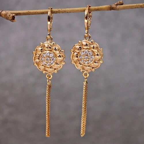 New Luxury Drop dangle round Earring Women 's earrings Trendy Fashion Earrings for womens white Zircon Jewerly accessories