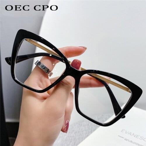 OEC CPO Fashion Cat eye Glasses Frames Women Retro Transparent Lens Eyeglasses Men Clear Glasses Frame Spectacle Eyewear