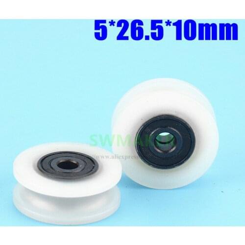 5*26.5*10mm U groove rolling double bearing plastic pulley, wire rope / over line nylon wheel / suspension wheel, rust preventio
