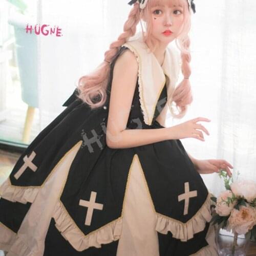 Dark Angel ~ Gothic Lolita Dress Pointed Collar Cross Embroidered Party Dress