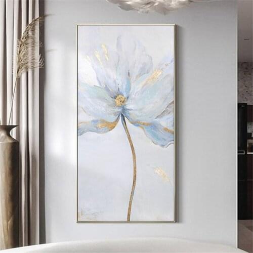 Hand painted beautiful flower picture golden flower oil painting modern abstract living room wall decoration painting on canvas