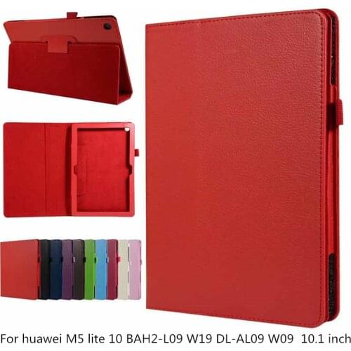 Litchi PU Leather Case For Huawei MediaPad M5 Lite BAH2-L09 W19 10.1"Tablet Stand Cover for Huawei M5 lite 10 DL-AL09 W09 + film