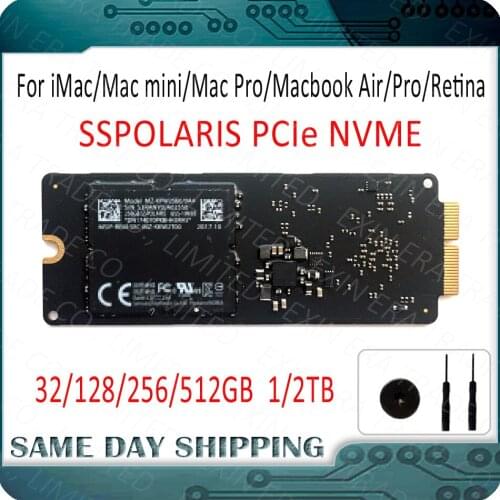 128GB SSD 655-1992 MZ-KPW1280 for Apple MacBook Pro Retina for Mac Pro for iMac for Mac Mini PCIe NVMe SSPOLARIS SSD Fastest