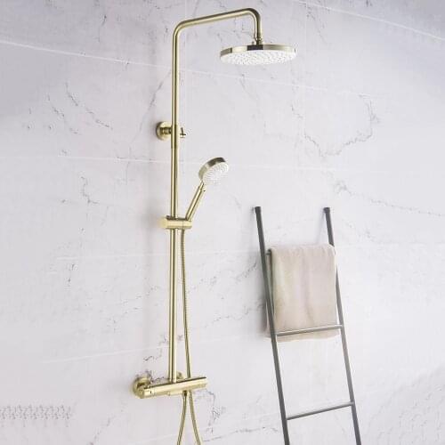 Thermostatic Black Bath Shower Faucet ABS Shower Head Wall Mounted Bathroom Rain Shower Mixer Tap Bathtub Shower Faucet Set