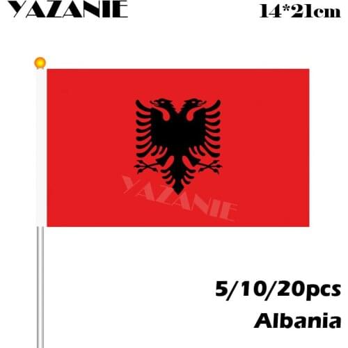 YAZANIE 14*21cm 5/10/20pcs Albania Small Banner Hand Wave Flags Countries Flags Small Size Flying Banner Custom Hand Flag