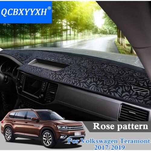 Car Styling Dashboard Protective Mat Shade Cushion Photophobism Pad Rose Pattern For VW Teramont 2017-2019 LHD Anti slip Carpet