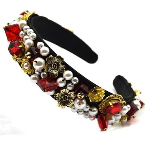 2019 Woman Headband Crown Tiara Bridal Hair Accessories Crystal Beads Baroque Hairband Party Jewelry Diadema Bijoux Corona