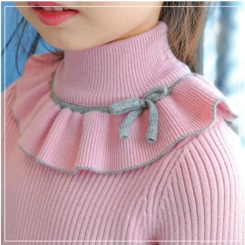 2021 Winter Girls Trutleneck Sweaters Children Knit Sweater Winter Warm Slim Sweaters