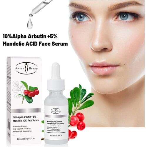 10%Alpha Arbutin +5%Mandelic ACID Face Serum Whitening Moisturizing Anti-wrinkle Anti-Acne Essence Nourishing Firming Skin Care