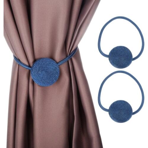 2Pcs Magnetic Curtain Hand-Woven Ropes Tiebacks Holdbacks Drapery Tie-Backs Home Bedroom Living Room Curtain Decoration 5 Colors
