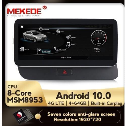 2020 top! 10.25"android 10 Car radio player for Audi Q5 2009-2016 Built-in 8 cores 4GB+64GB 4G LTE wifi gps navigation