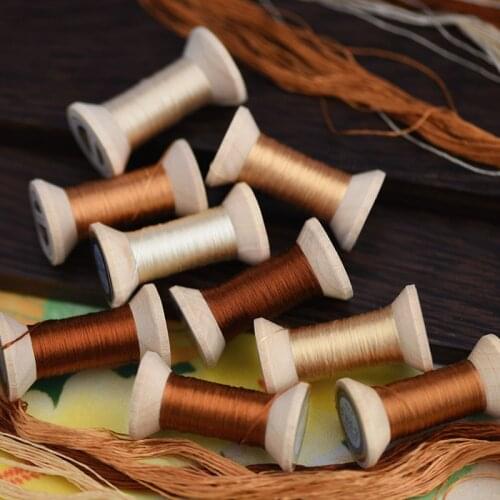 20m Mini Spool/Suzhou embroidery embroidery thread / silk thread spool / silk embroidery thread /golden brown