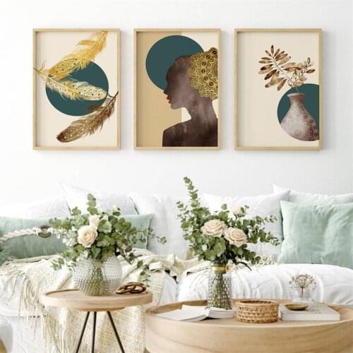 3PCS/Set Nordic Triptych Geometric Letter Leaf Canvas Painting Picture Minimalist Art For Living Room Modern Home Decoration