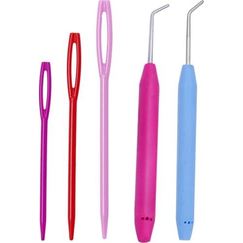 5PCS Knitting Loom Hook Crochet Hook for Knifty Knitter Knitting Loom Hook Tool with Rubber Handle Knitting Tools