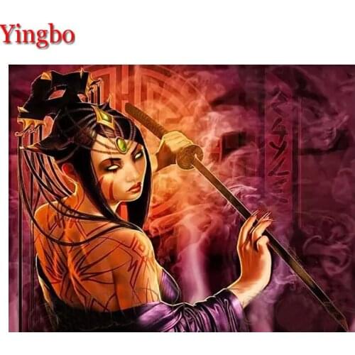 5d Diamond Painting Japanese female Samurai Diamond Embroidery Full Drill Square Mosaic Picture Of Rhinestones Home Decoration