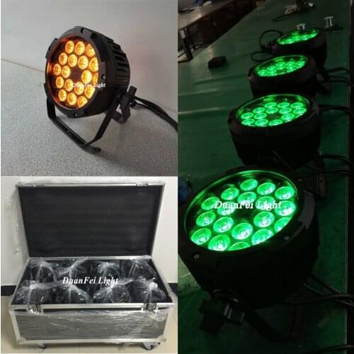 8pcs+flycase) lumiere club stage led wash uplight par cans 18x15w 5in1 flat par led rgbwa ip65 led lyre