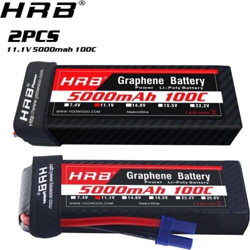 2pcs HRB Graphene 3S 11.1V 5000mah Lipo Battery 100C with XT60 Plug for RC Helicopter Airplane Car Drone Boat Truck Quadcopter