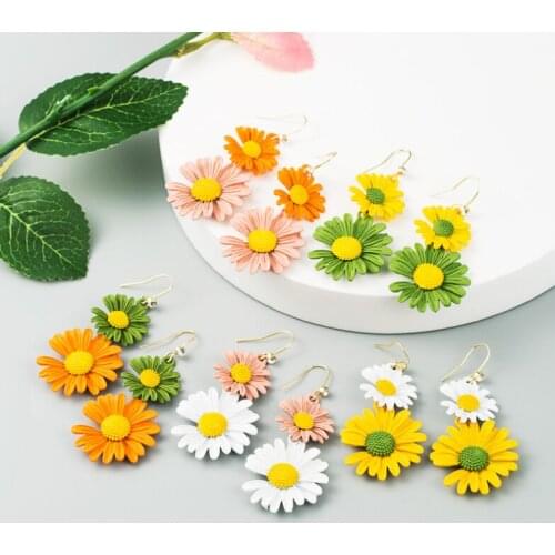 Free Shipping HER010 50 Pairs/lot Alloy Floral Earrings Chrysanthemum Ear Nail Fashion Earrings Women Wearing Jewelry 5 colors