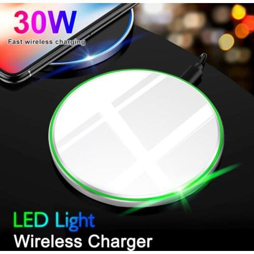 30W 20W Qi Wireless Charger For IPhone 12 11 Pro Max Mini XS XR X 8 Type C Induction Fast Charging Pad For Huawei Xiaomi Samsung