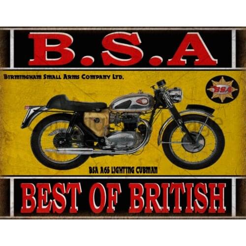 BSA A65 LIGHTNING CLUBMAN METAL TIN SIGN POSTER WALL PLAQUE