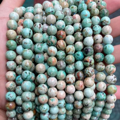 Natural Turquoise Jewelry Beads 6mm 8mm 10mm Pick Size 15'' Strand Round Loose Green Pheonix Turquoise Beads For Jewelry Making