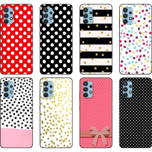 Black tpu Case For Samsung galaxy A32 A42 A52 A72 4g 5g S21 PLUS ultra back cover Polka dots