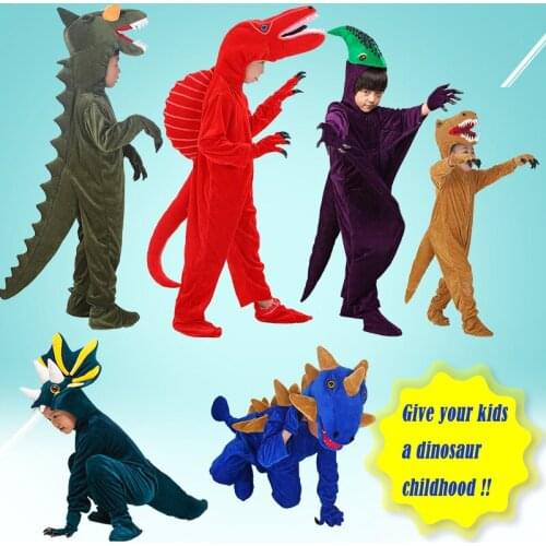 2020 Kids Dinosaur Triceratops/Tyrannosaurus/Stegosaurus Costume Cosplay Park Animal Clothes Role Play for Halloween Party Gifts