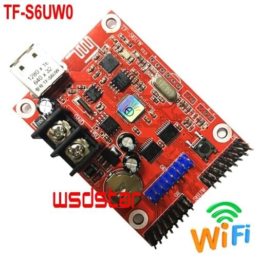 TF-S6UW0 1280*16 640*32 1*HUB08 & 2*HUB12 USB+WIFI Single & Dual color P10 LED Module P10 P4.75 LED Display LED controller card