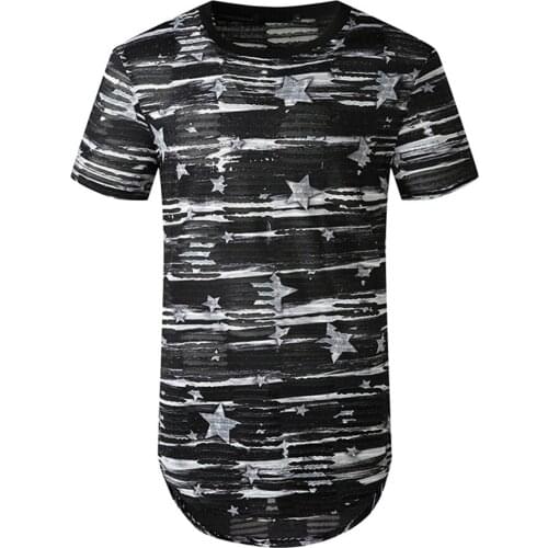 European Mens Casual Sports Open Laughing Holes Mens Short Sleeved T-shirts Round Neck Personality Loose T-shirt MTS582