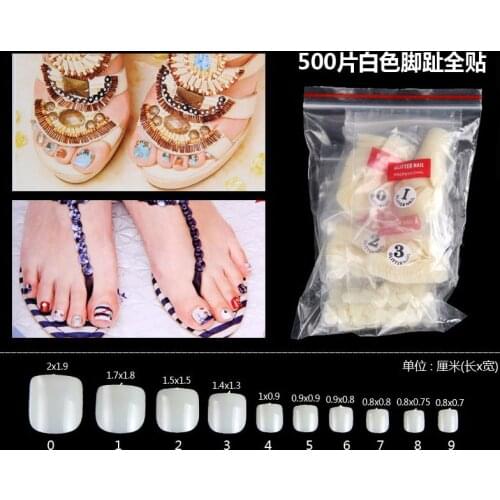 500PCS Fake Artificial Toe Nails Full Cover Acrylic Fasle Toenails French Foot Tips Pedicure DIY Nail Art Decor