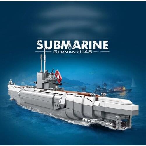 Military Germany Navy Weapon Ship Building Blocks Carrier Warship U48 Submarine Kit Bricks Classic 3D Model Toy For Kid Gift