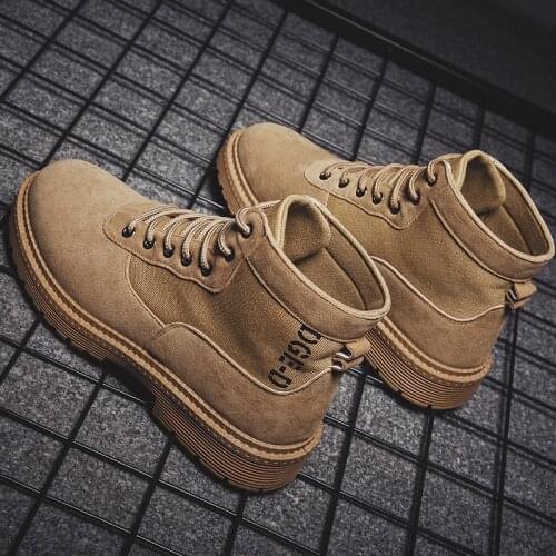 Spring Autumn Leisure Lace Up Mens Boots High-top Trend Fashion Hard Wearing Thermal Work Shoes Punk Boots Men Walking Shoes