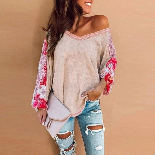 Autumn 2020 new round neck fashion all-match shirt womens loose long-sleeved pullover casual printing loose large size t-shirt