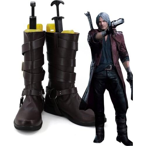 DMC Dante Cosplay Shoes PU Leather Boots Halloween Party Game Costume Props Shoes Custom Made European Size