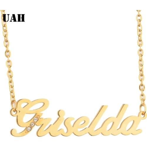 UAH Griselda Name or Name Necklace Gold Color Stainless Steel Personalized Custom Necklaces for Women Choker Nameplate Gift