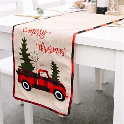 Merry Christmas Christmas Table Decoration Cartoon Car Table Runner Insulation Table Mat 2022 Christmas Decoration Natal Noel