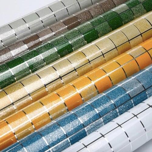 Self-adhesive Kitchen Oil Decorative Film Bathroom Wall Sticker Balcony Waterproof Wallpaper Mosaic Aluminum Foil Tiles Stickers