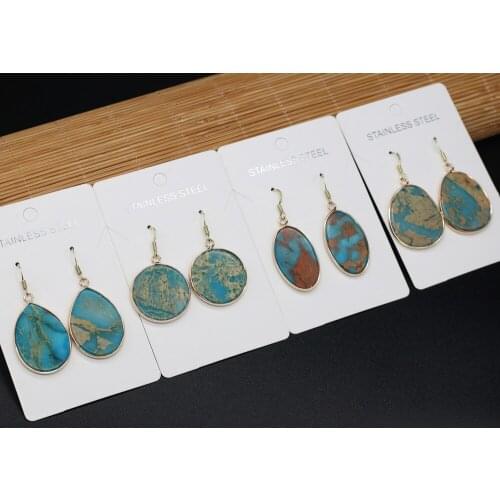 Natural Stone Earrings Irregular Blue Ocean Ore Charms For Elegant Women Love Romantic Gift