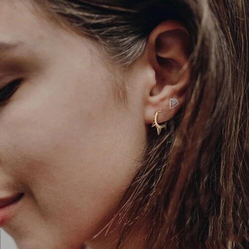 GorGor Clip Earrings Women 925 Sterling Pattern Triangle with Ring Simplicity Creative Anniversary Trendy Jewelry 60201567050A